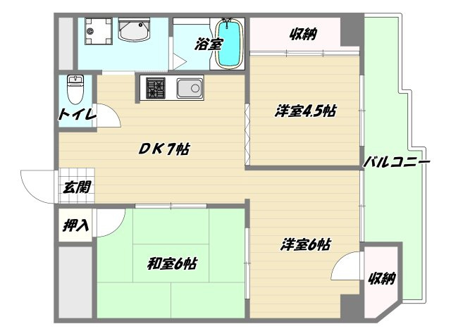 大阪市淀川区宮原１丁目の賃貸マンションの間取り