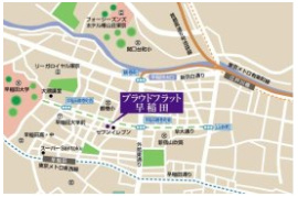 プラウドフラット早稲田の地図