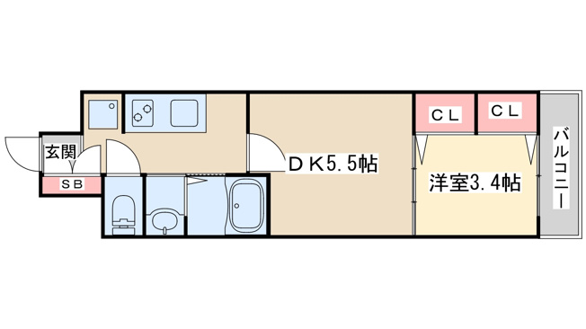 【間取り】 | ビガーポリス452天神橋1丁目2