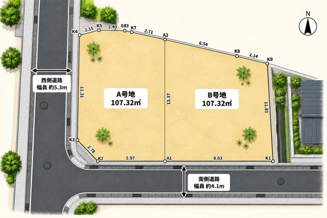 【建築条件付き土地】サン・タウン岡山4丁目の土地図