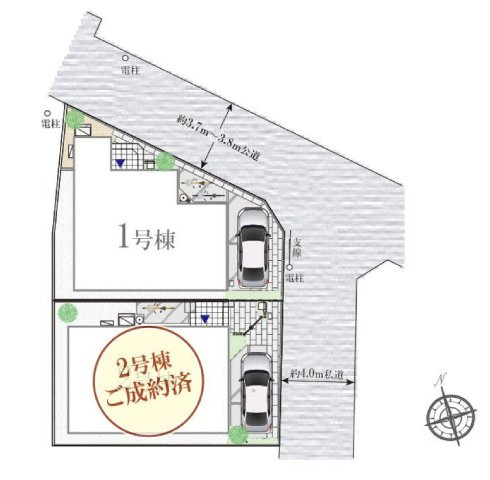 調布市国領町4丁目 京王線 国領駅 新築戸建の区画図