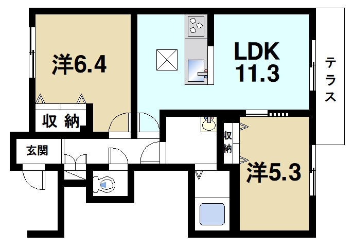 クレール（宝来）の間取り|家族やカップルさんにおススメの間取りです
