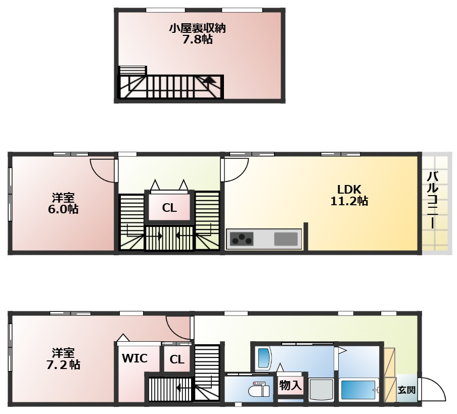 西志賀町2丁目貸家の間取り