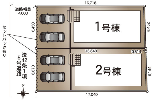 長崎市磯道町第2　1号棟の区画図