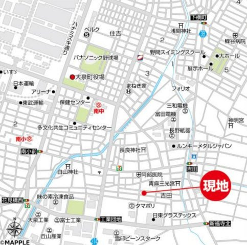 【中古】邑楽郡大泉町大字吉田　５LDKの地図