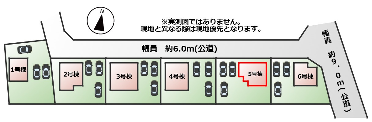 リガーレ宇都宮市細谷町3期の区画図|【全6棟】各号棟の詳細については、お気軽にお問い合わせください♪