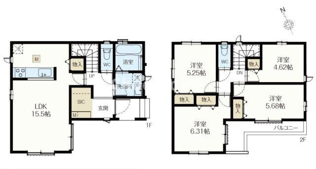 江戸川区大杉4丁目新築分譲住宅の間取り|【A号棟間取り】4LDK＋シューズインクローゼット＋カースペース