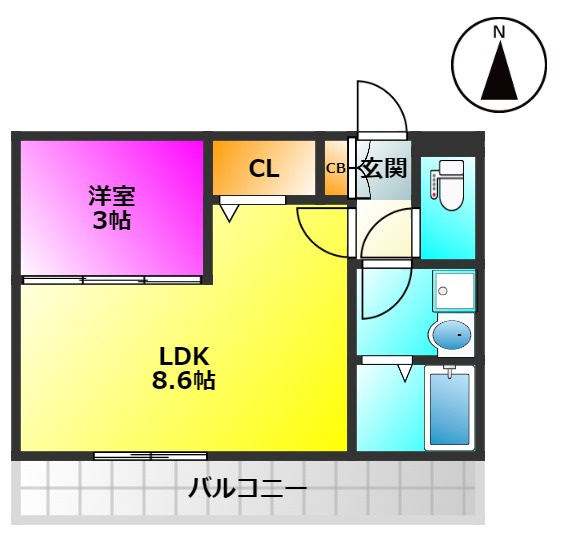 福岡市南区長丘１丁目のアパートの間取り
