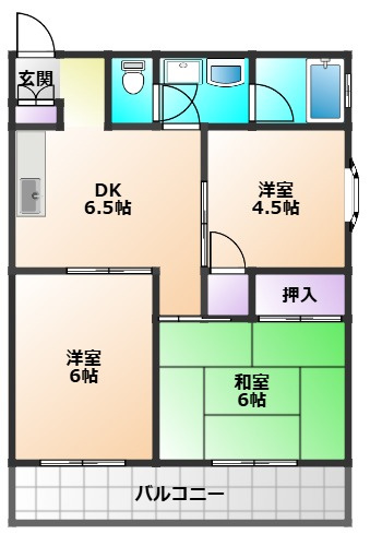 小平市花小金井６丁目の賃貸マンションの間取り