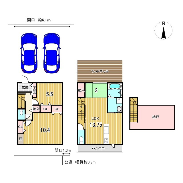 京都市左京区山端柳ケ坪町　中古一戸建の間取り