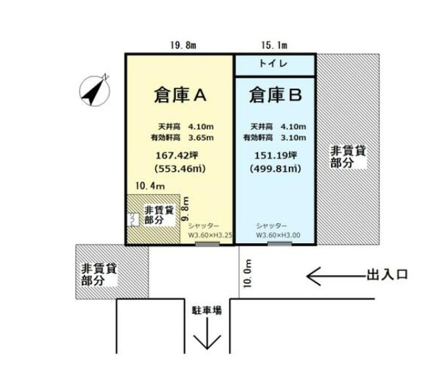 越谷市大字増林の倉庫の間取り