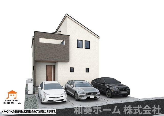 リナージュ ネクスジー 北島町中村01期の外観パース|イメージパース/図面をもとに作成したもので実際とは異なります。