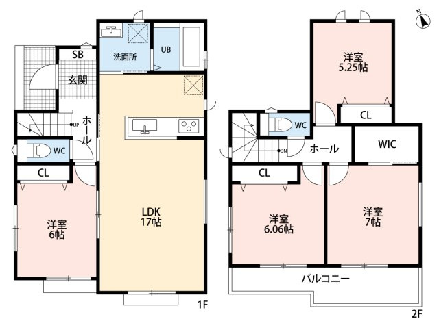 小牧市大字本庄字郷浦　新築戸建の間取り|広々ワイドバルコニー
たっぷり収納大型WIC