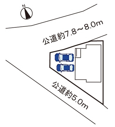 小牧市大字本庄字郷浦　新築戸建の区画図|角地