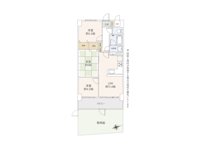 【間取り】 | ライオンズヒルズ町田第二 | 3つの居室とゆとりあるLDKを備えた3LDKの中古マンション。家族が集まるリビングと個室のバランスがよい間取りです。回遊しやすい家事動線と豊富な収納で、忙しい毎日もゆとりをもって過ごせます。