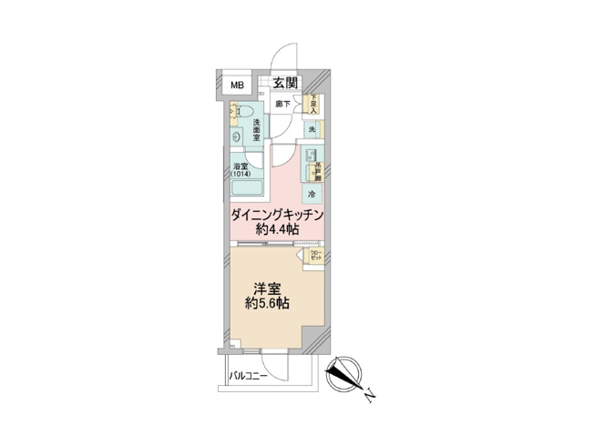 【間取り】 | ラヴェニール町田 | ダイニングキッチンと居室を備えた1DKの中古マンション。一人暮らしにも二人暮らしにも合う住まいです。木のぬくもりを感じる空間で、帰宅するたびにほっとくつろげます。お気軽にお問い合わせください。