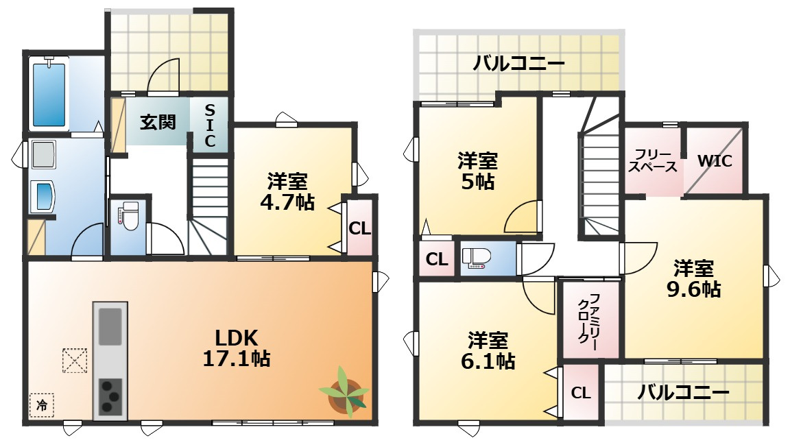 リガーレ宇都宮市細谷町3期の間取り|南向きで陽当たりの良い間取りです