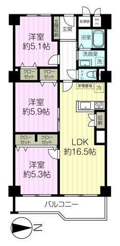 日商岩井芦屋翠ヶ丘マンションの間取り|2026年9月フルリフォーム済