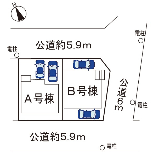 小牧市小木南3丁目　新築戸建　A号棟の区画図|全2区画