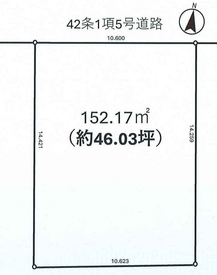 坂戸市塚越　建築条件なし　「若葉駅」徒歩29分　敷地46坪　【勝呂小学区】の土地図