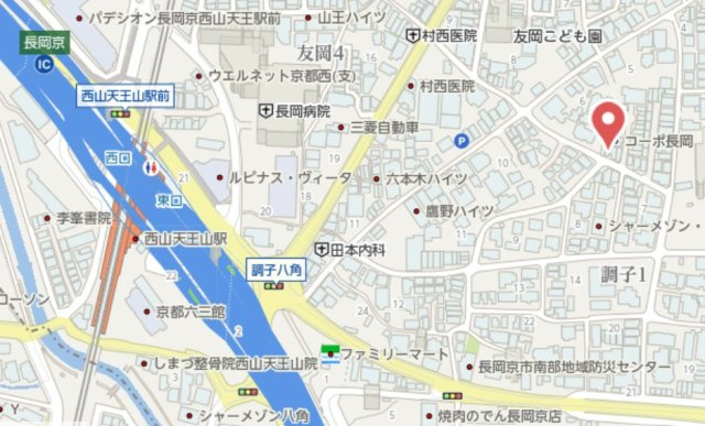 長岡京市調子1丁目　建築条件なし土地の地図