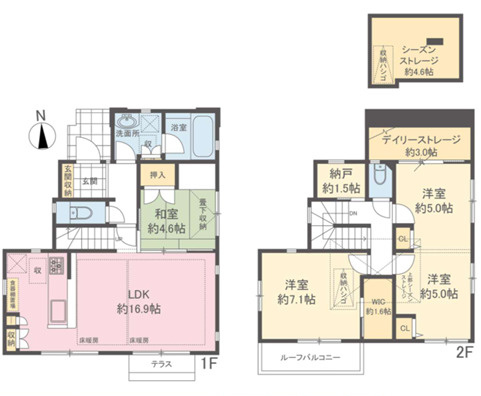 平塚市宮松町　中古戸建の間取り