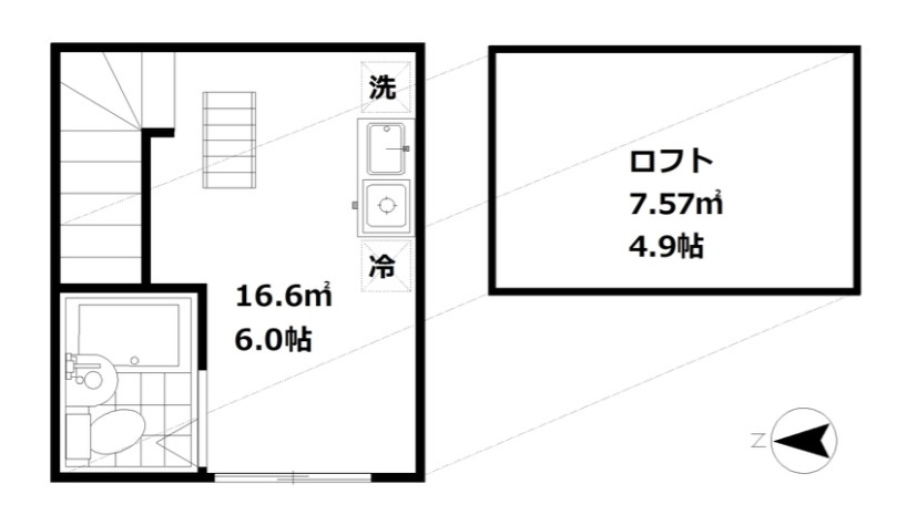 インベスト南蒲田の間取り|西向き洋室6帖+ロフト4.9帖！