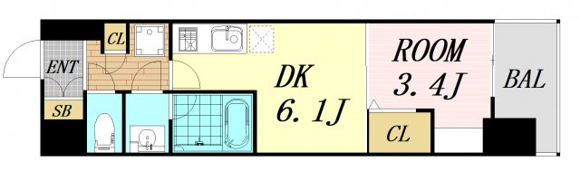 ドゥーエ天満橋　仲介手数料無料の間取り
