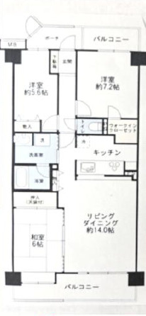 サンマンション北本２号館の間取り|南西からの日差しが降り注ぐ明るいリビングでは、ご家族の会話も弾みますね。隣接する和室とつなげて20帖超えの広いスペースとしてもお使いいただけます。収納も充実しており、お家がスッキリ片付きますね。