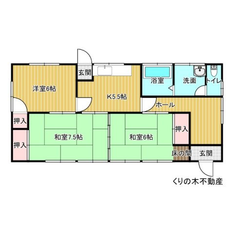 【間取り】 | 国分４丁目貸家 | 3DKのお部屋です