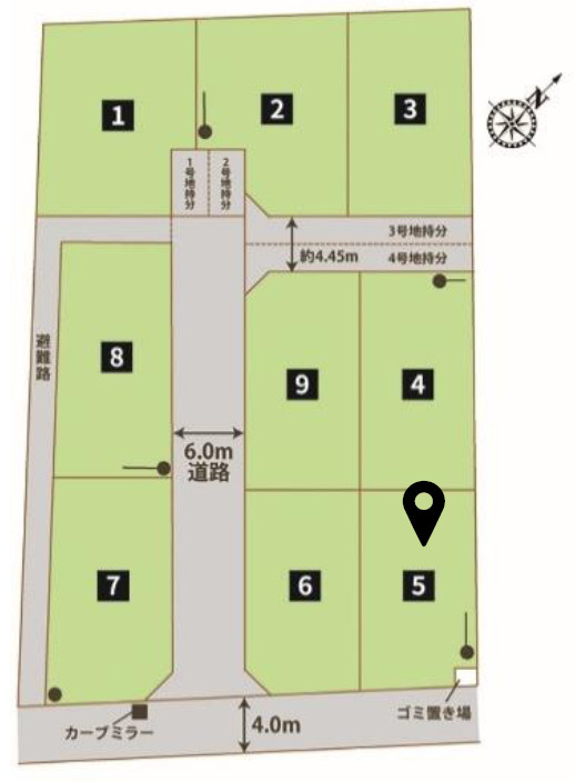 《仲介手数料半額》鴻巣市松原3丁目（9区画）5号棟の区画図