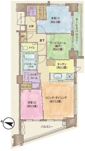 シティハウス仙川緑ヶ丘の間取り