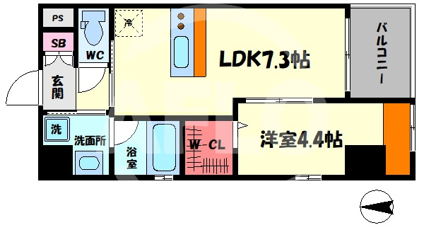 アミティエ扇町リアンの間取り|アミティエ扇町リアン　開放感のある間取り