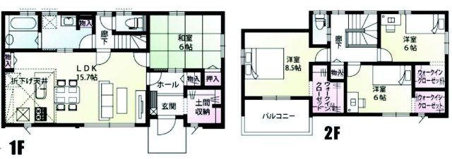 渋川市半田「全5区画」　4号棟　新築住宅の間取り|収納充実♪南向きの4LDKで陽当たり良好な間取りです！
土地面積231.89㎡、建物面積111.78㎡で十分な広さです！
