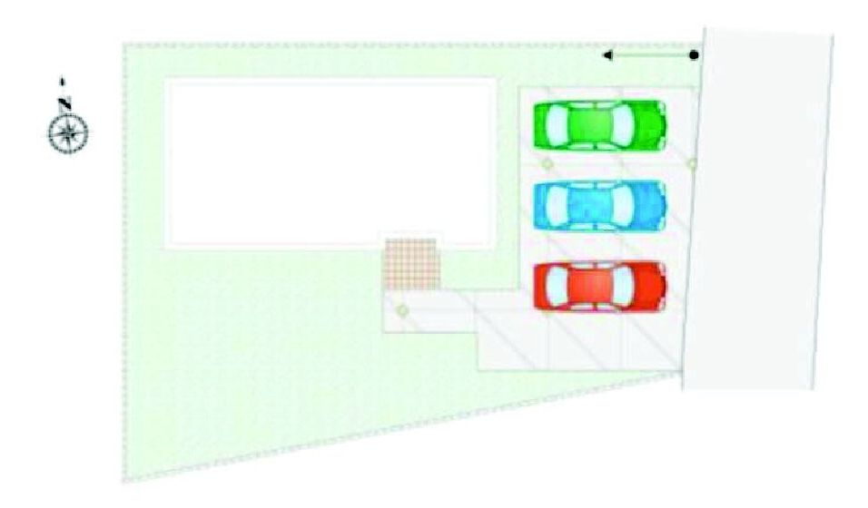 渋川市半田「全5区画」　4号棟　新築住宅の区画図|駐車場３台ご用意しています！来客時も重宝します♪
並列駐車なので、車の出し入れもしやすいですよ！