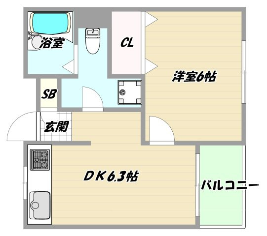 大阪市淀川区西中島１丁目の賃貸マンションの間取り