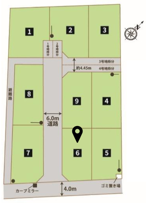 《仲介手数料半額》鴻巣市松原3丁目（9区画）6号棟の区画図