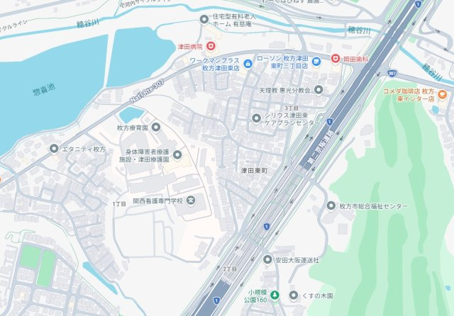 ■枚方市津田東町　新築一戸建ての地図
