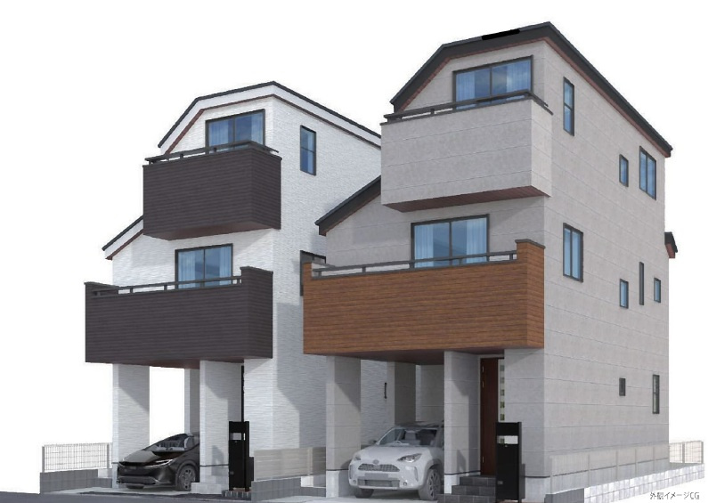 葛飾区立石5丁目　新築戸建て　全2棟の外観パース