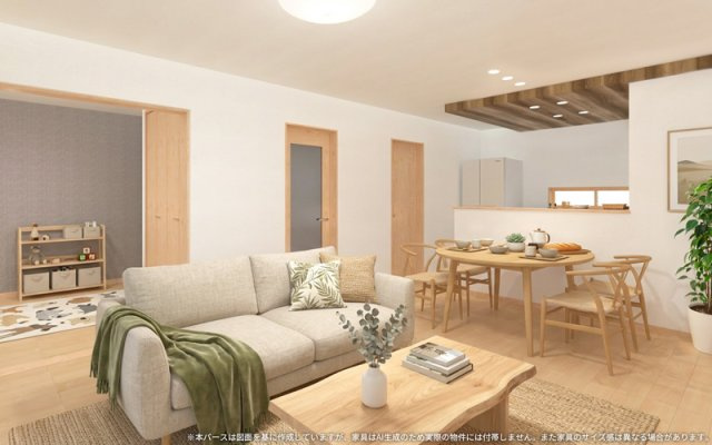 ワイウッドコート前橋市下小出町第5期の完成予想図|【LDK　イメージパース】
※画像は設計図面を基に作成したイメージです。