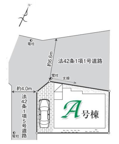 所沢市林3丁目・全1棟　新築一戸建　～長期優良住宅認定物件～の区画図|カースペース1台分。