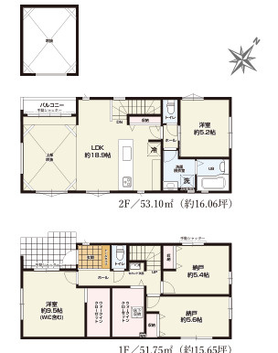 平塚市達上ケ丘　新築戸建　　全２棟の間取り|２号棟