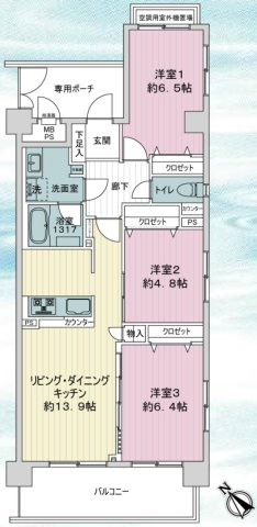 ライオンズマンシヨンつつじケ丘第2の間取り