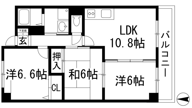 【間取り】 | エーデル雲雀丘3番館