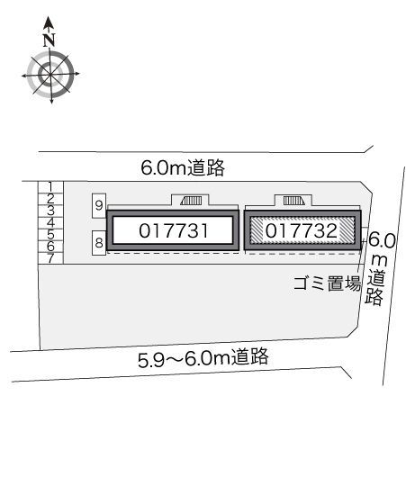 レオパレス昴５５５Ｂの区画図