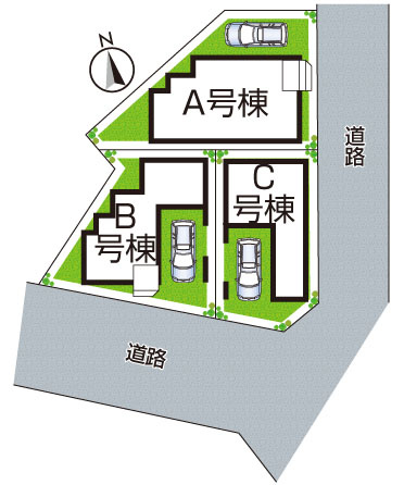 大阪市東淀川区大道南　新築一戸建ての区画図|全3区画