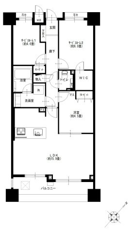 クレッセント目白の間取り|クレッセント目白：南東向き！全居室収納付き１ＬＤＫ＋２Ｓリノベーション物件はフラット３５＆住宅ローン減税利用可能です！