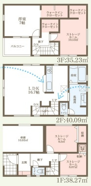 大阪市東淀川区大道南　新築一戸建ての間取り|1号地