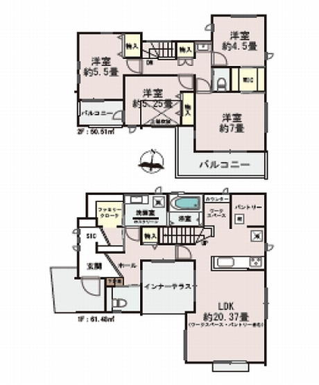 【間取り】 | 練馬区春日町４丁目　新築戸建て | 光と風を感じながら、心地よい時間を過ごせるインナーテラス