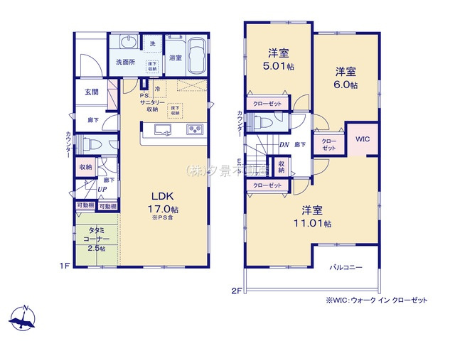 《仲介手数料無料》久喜市栗原４丁目11-19新築一戸建てブルーミングガーデンの間取り